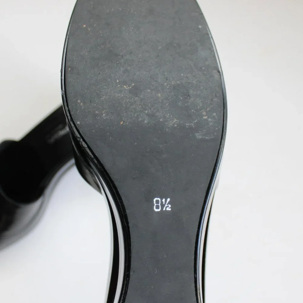 Via Spiga Black Acrylic Lucite Platform Wedge Cut-Out Heel Sandals Size 8.5 - Picture 5 of 8